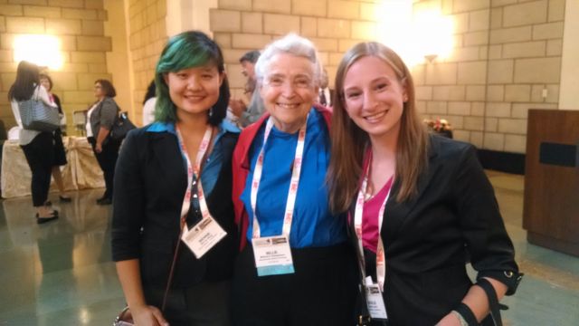 Wennie with Prof. Millie Dresselhaus and UCSB grad student Natalie Larson at DMMM1