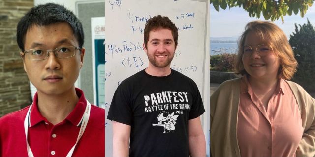 Dr. Kevin Nangoi, Dr. Mark Turiansky, and Mathilde Franckel receiving travel awards from 2024 APS March Meeting.